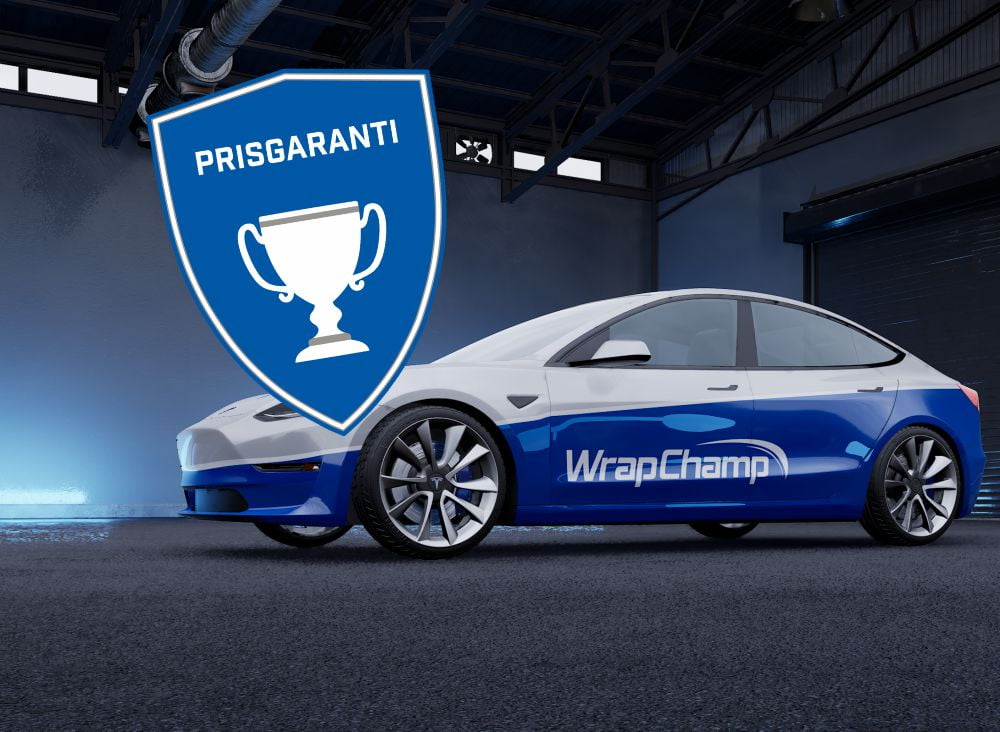 Prisgaranti annons med emblem och bil